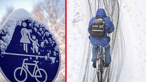 Der Fahrradweg ist zugeschneit. Innerhalb kürzester Zeit wird er für Radler zur gefährlichen Rutschpartie. Das muss nicht sein - findet auch die Stadt München.