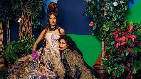 Die Künstlerin Mickalene Thomas ließ sich von der Beziehung zwischen Queen Elizabeth und Orlando inspirieren: Mickalene Thomas, "Untitled #2" aus den "Orlando Series", 2019.
