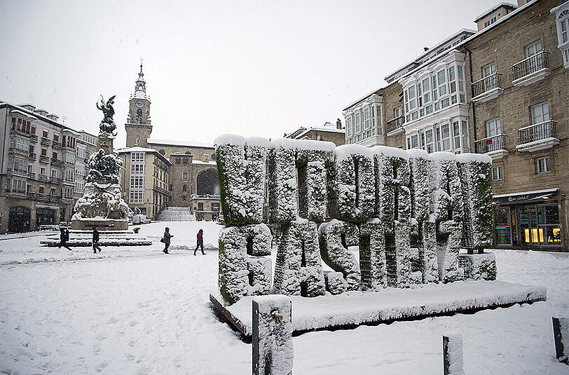 Schneesturm in Vitoria, Nordspanien.