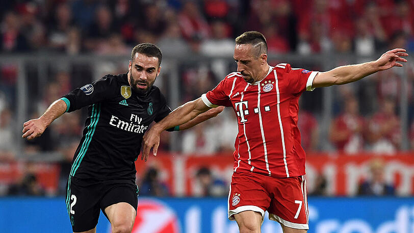 Dieses Duell wird es im Rückspiel nicht geben: Dani Carvajal (l.) fällt für das Spiel gegen die Bayern um Franck Ribéry aus.