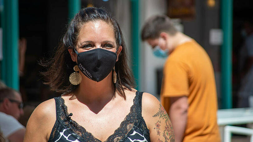 Daniela Büchner bei der Wiedereröffnung der Faneteria im Juli 2020.