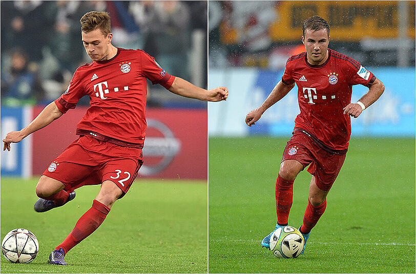 Joshua Kimmich (l.) ist aktuell der Bayern-Aufsteiger, Bankdrücker Mario Götze wird zum Absteiger.