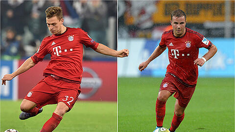 Joshua Kimmich (l.) ist aktuell der Bayern-Aufsteiger, Bankdrücker Mario Götze wird zum Absteiger.