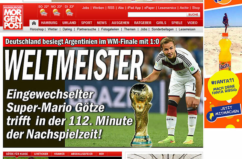 Nur ein Wort: WELTMEISTER! Die Mopo bringt es auf den Punkt.