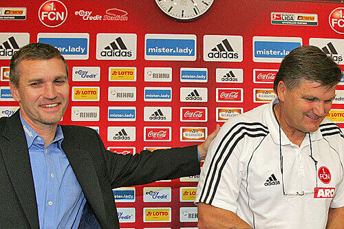 Machtwechsel: Thomas von Hessen löst Hans Meyer (r.) als Club-Trainer ab und verspricht: Mit Vollgas aus dem Keller.
