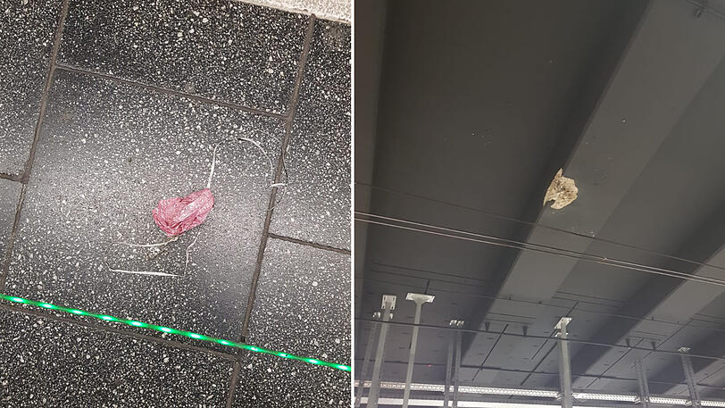 Die Reste des Luftballons lassen schließen, dass er mal ein Valentins-Herz war.