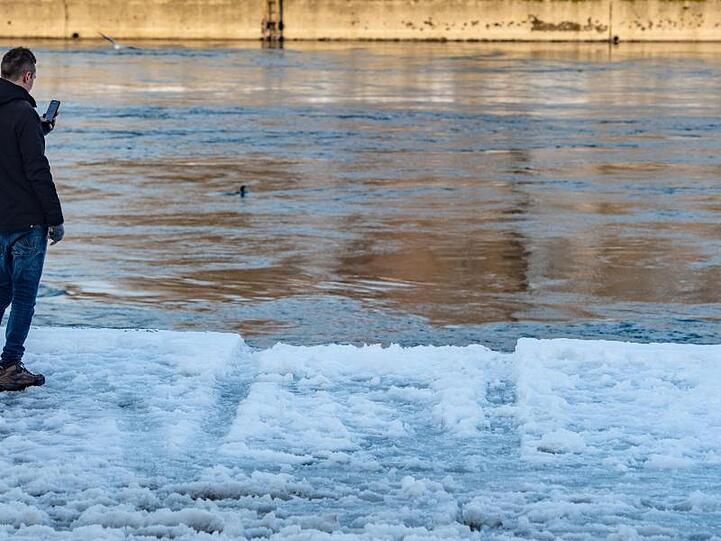 Reifenspuren führen in die Donau. Foto: Armin Weigel