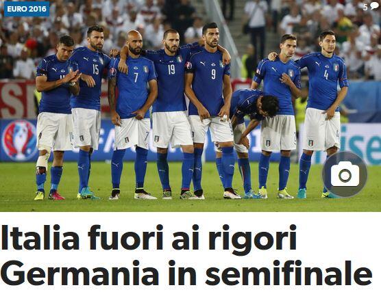 Die Corriere dello Sport betrachtet es etwas sachlicher: "Aus für Italien im Elfmeterschießen. Deutschland im Halbfinale"