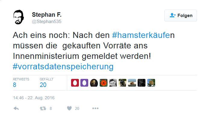 So amüsieren sich Twitter-User über die Hamsterkäufe im Konzept zur Zivilverteidigung.
