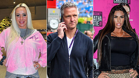Cora Schumacher (li.) und Katie Price (re.) sollen ein Telefonat über Ralf Schuhmacher und dessen Sexualität geführt haben.