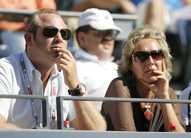 Die Eltern von Ana Ivanovic, Miroslav und Dragana, w&auml;hrend eines Tennisspiels ihrer Tochter.