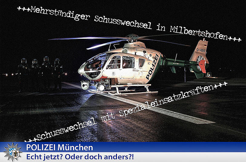 Mit dieser Collage warnt die Polizei München vor der verrückten Falschmeldung.