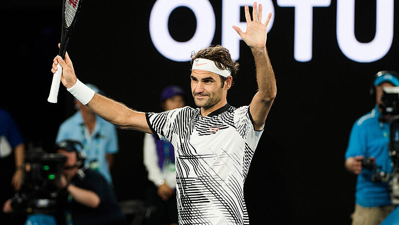 Jubelpose: Roger Federer steht im Finale der Australian Open. Jubelpose: Roger Federer steht im Finale der Australian Open.