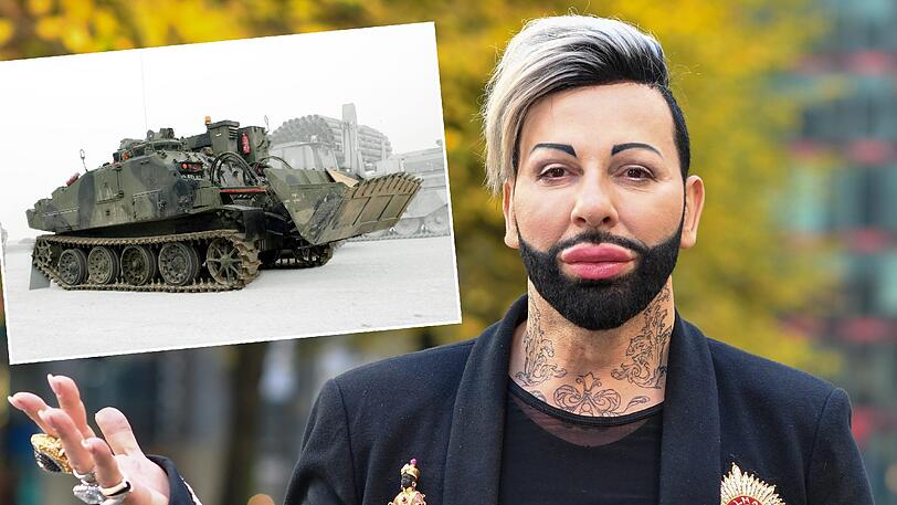 Dieser Panzertyp sollte für eine Kunst-Aktion von Harald Glööckler bemalt werden.
