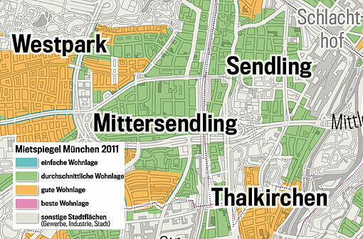 Zahlen Sie zu viel Miete? Klicken Sie durch die verschiedenen Viertel, und checken, in welcher Lage Sie wohnen.