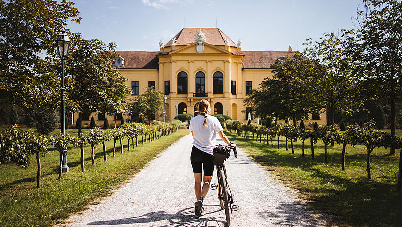 Versteckt in einer Natur-Idylle und dennoch leicht erreichbar: Schloss Eckartsau liegt direkt am Donauradweg, mitten im Nationalpark.
