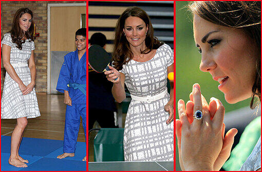 Tischtennis, Fußball, Judo - Prinzessin Kate ist bereit für die Olympischen Spiele. Gemeinsam mit Prinz William nahm sie gestern die Fackel in Empfang. Die Bilder.