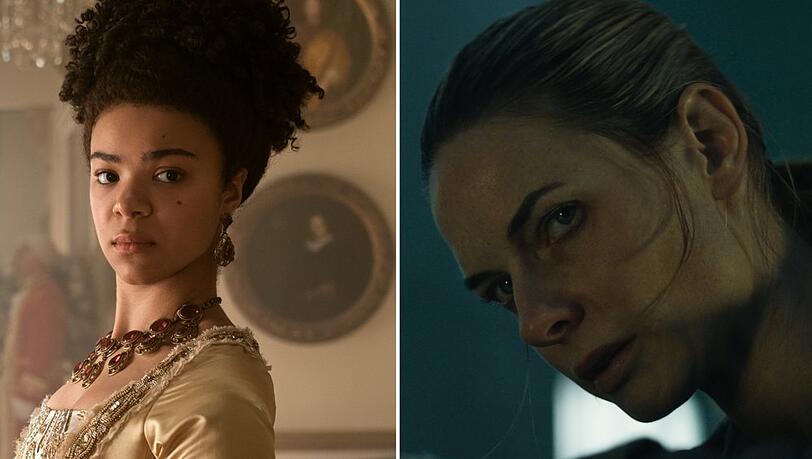 "Queen Charlotte: Eine Bridgerton-Geschichte" (li.) und "Silo" gehören zu den mit Spannung erwarteten Serien im Mai.
