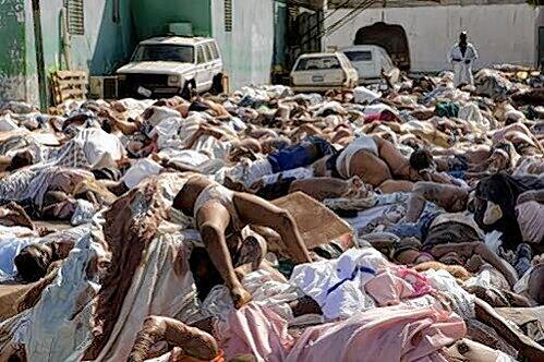 Ein Bild aus den Straßen von Port-au-Prince. Dort liegen massenhaft Leichen