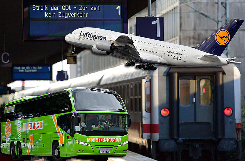 Durch den Lokführerstreik der GDL kommt der Bahnverkehr am Wochenende zum Erliegen. Aber welches Verkehrsmittel ist die beste Alternative?