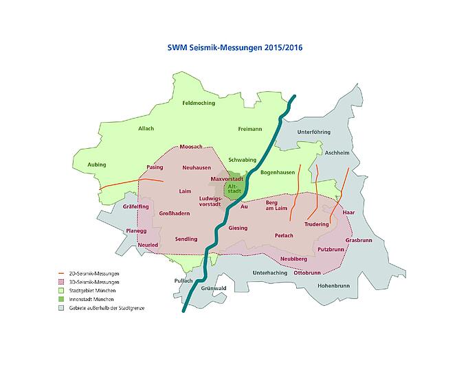 170 Quadratkilometer Stadtfläche wollen die Experten bis März vermessen &ndash; von Grasbrunn bis Gräfelfing und von Ottobrunn bis Moosach (rosa Fläche). Altstadt, Schwabing und Bogenhausen werden ausgespart.