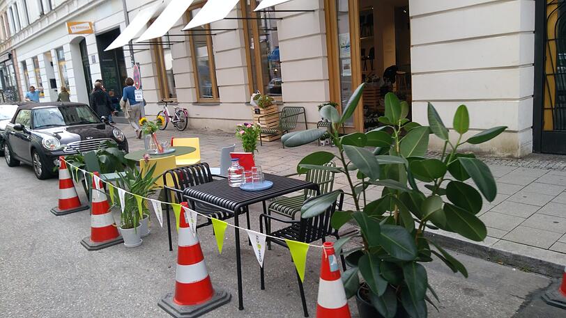 Kleine autofreie Zonen in der Reichenbachstraße.