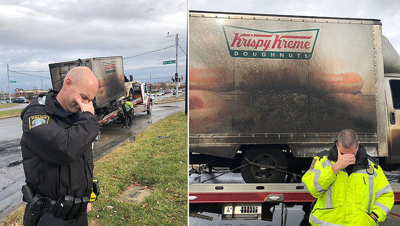 Ein ausgebrannter Donut-Laster und weinende US-Polizisten - das ist der Stoff aus dem Dramen gemacht werden.
