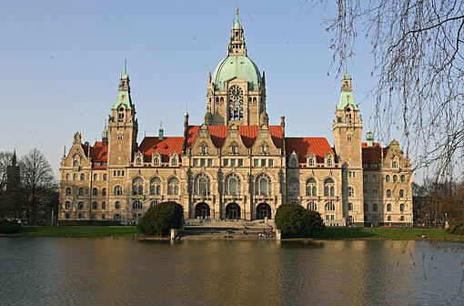 Blick auf das Rathaus von Hannover.