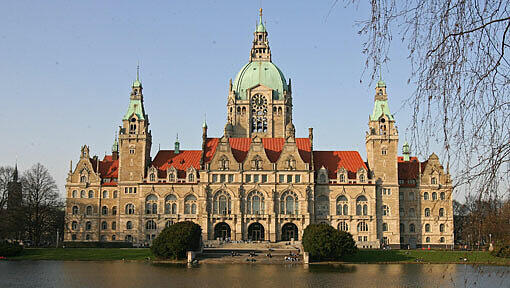 Blick auf das Rathaus von Hannover. Blick auf das Rathaus von Hannover.