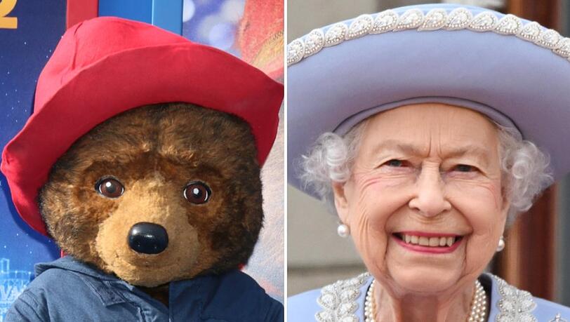 Zwei Gesichter, die in Großbritannien verehrt werden: Paddington und die verstorbene Queen Elizabeth II.