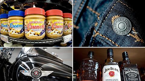 Erdnussbutter, Levi-Strauss-Jeans, Harley Davidson und Jack-Daniels-Whiskey: Das sind typische Produkte von US-Firmen.