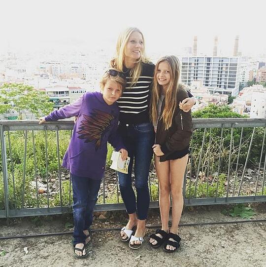 Gwyneth Paltrow mit ihren Kindern Moses und Apple (r.)
