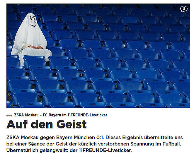 "Auf den Geist" titelte 11Freunde, das Ergebnis erfuhr die Redaktion direkt vom Geist der kürzlich verstorbenen Spannung.