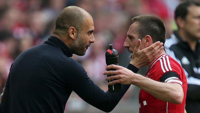 Bayern-Trainer Pep Guardiola und Franck Ribéry. Bayern-Trainer Pep Guardiola und Franck Ribéry.