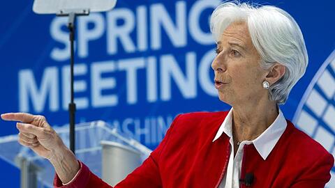 IWF-Direktorin Christine Lagarde spricht bei der Frühjahrstagung von IWF und Weltbank in Washington.