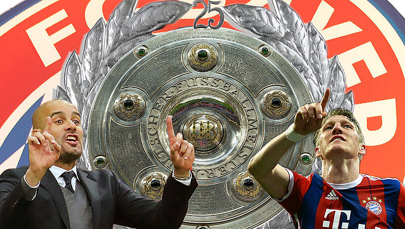 Bastian Schweinsteiger (r.) schießt seinen Klub mit dem 1:0 gegen Hertha Richtung 25. Meisterschaft. Auch Pep Guardiola gefällt das. Bastian Schweinsteiger (r.) schießt seinen Klub mit dem 1:0 gegen Hertha Richtung 25. Meisterschaft. Auch Pep Guardiola gefällt das.