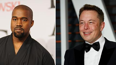 Elon Musk (r.) stellt das X-Konto - früher Twitter - von Kanye West wieder her.