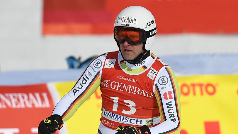 Romed Baumann aus Deutschland nach der Abfahrt.