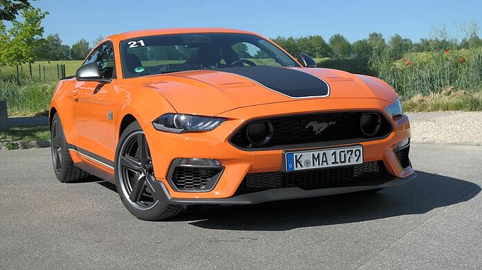 Ein echter Hardrocker-Verbrenner, fünf Liter Hubraum, V8-Motor, 460 PS und 529 Newtonmeter: der Mustang Mach 1.