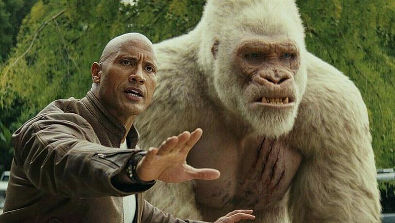 "Rampage - Big Meets Bigger": Davis Okoye (Dwayne Johnson) und der Silberrückengorilla George. "Rampage - Big Meets Bigger": Davis Okoye (Dwayne Johnson) und der Silberrückengorilla George.
