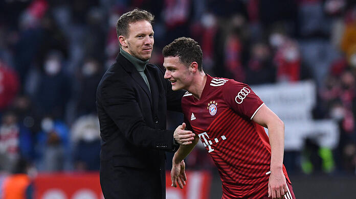 Julian Nagelsmann (li.) ist jetzt Vegetarier. Benjamin Pavard soll einen neuen Spitznamen suchen.