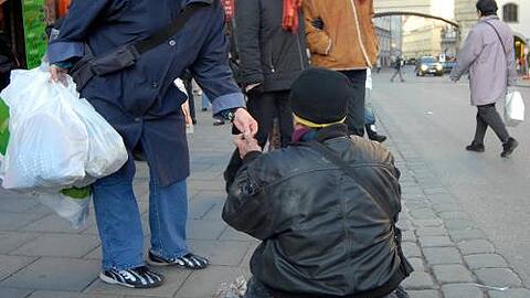Bettler in München.