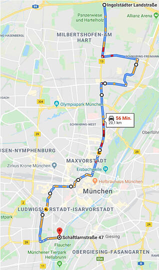 Diese Strecke wird der Schwerlast-Transport zurücklegen.