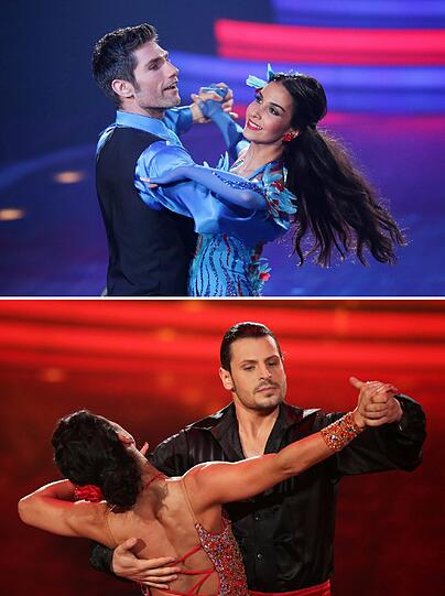 Die Kombo zeigt die Schauspielerin Sila Sahin und ihren Tanzpartner Christian Polanc und den Schauspieler Manuel Cortez und seine Tanzpartnerin Melissa Ortiz-Gomez.