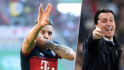 Soll ein Wunschspieler von Arsenal-Trainer Unai Emery (r.) sein: Corentin Tolisso.