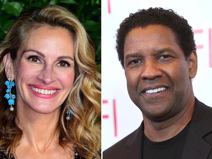 Julia Roberts und Denzel Washington stehen gemeinsam vor der Kamera.