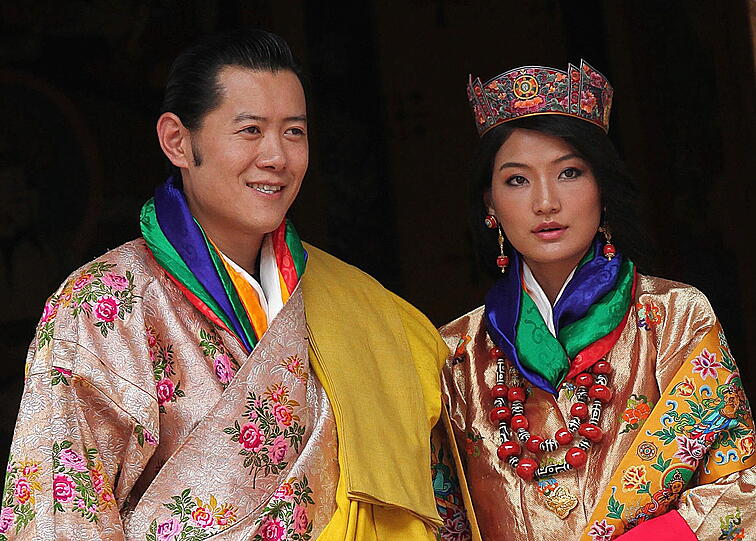 Farbenfrohe Hochzeit in Bhutan: Die Bilder