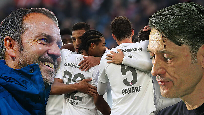 "Wir haben viel mehr Kontrolle als vorher", sagt Kapitän Neuer über Bayern unter Flick (l.) im Vergleich zur Ära von Kovac (r.).