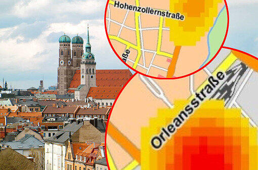 Von Gelb bis rot: Das sind die Hotspots in München wenn es um die Häufigkeit von Verbrechen geht.