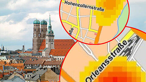Von Gelb bis rot: Das sind die Hotspots in München wenn es um die Häufigkeit von Verbrechen geht.